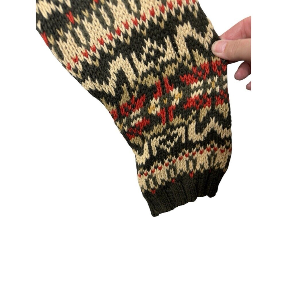 VINTAGE Abercrombie and Fitch Sweater Mens Medium Brown Cable Fair Isle Oarsman - Picture 4 of 9
